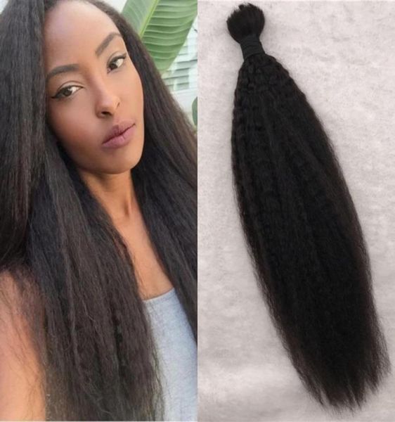 Brezilyalı Kinky Düz Saç Toplu 100 İnsan Saçı 1 PC Siyah Kadınlar İçin Dökme Saç Doğal Renk Geasy7021613