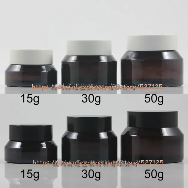 Bottiglie di stoccaggio 15g 30g 50 g di vetro ambra marrone barattolo di crema di crema estetico per maschere la lozione per il viso