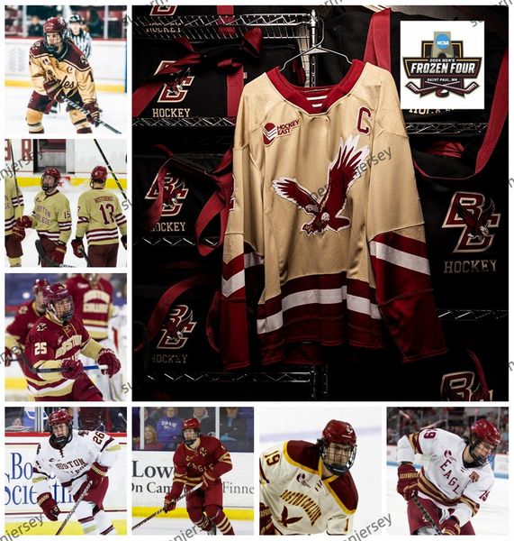 Doug Brown David Emma 2024 Frozen Four Boston College Jersey Craig Janney Brian Leetch Cam Atkinson Johnny Gaudreau Cucite Boston College Eagles Hockey Maglie