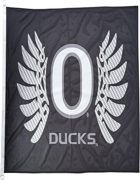 Oregon Ördekler Kanatları Bayrak Black 3x5ft 150x90cm Baskı 100D Polyester Kapalı Açık Dekorasyon Bayrağı Pirinç Grommets Shipp202K1679151