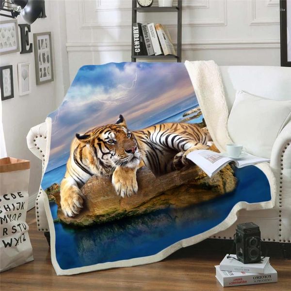 Coperte tiger/leone outlet da letto 3d outlet di buona qualità Sherpa sherpa peluche di velluto caldo foglio cartone animato Style Nap -001