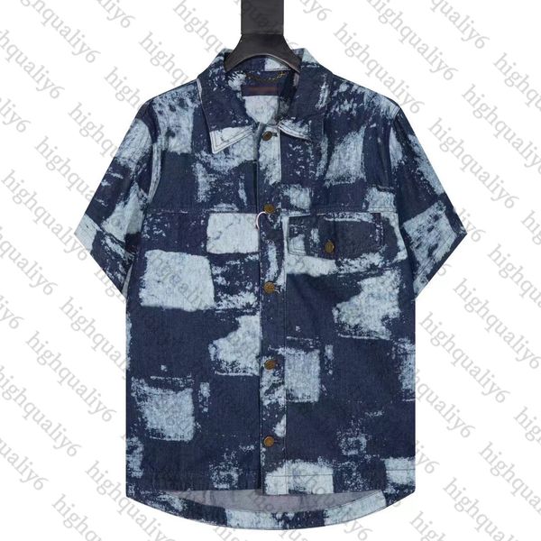 LL Chessboard повседневная рубашка высококачественная рубашка для бренда весна/лето Новая джинсовая с коротким рукавом универсальная повседневная рубашка для мужчин и женщин Бесплатная доставка