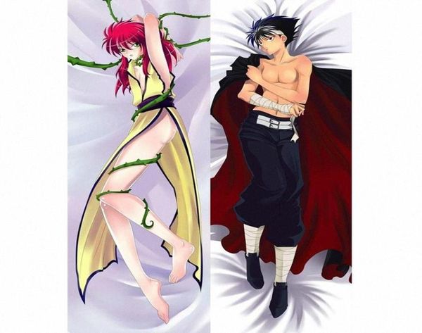 Novos personagens japoneses anime yuyu hakusho hiei bl tiro masculino otaku dakimakura presentes de cama abraçando travesseiro de corpo 150x50 cm hu8949715