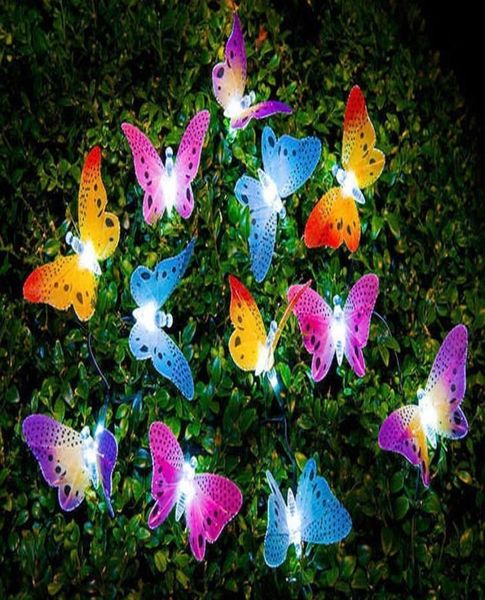 12 LED a farfalla solare Dragonfly Dragonfly Fibra Optic Garden Outdoor String3646560