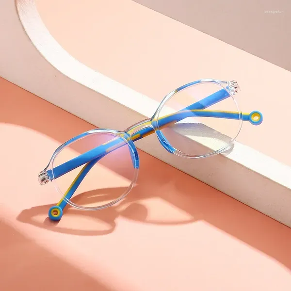 Güneş Gözlüğü Çerçeveleri Ultra Hafif Çocuk Eş Gözlükleri Kız Kızlar Silikon Burun Tutucu Çocuklar için Mavi Çerçeve Optik Reçete Gözlükleri