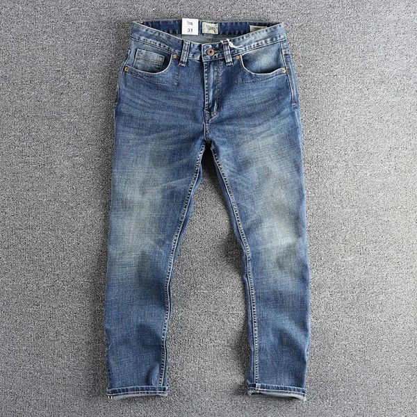 Erkek Kot S159# 2024 İlkbahar ve Sonbahar Amerikan Retro Twill Denim Basit% 75 Pamuklu Yıkanmış Eski Düz Gençlik Pantolon