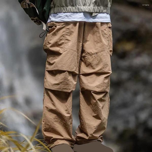 Pantaloni da uomo Uomini lisce di carico esterno impermeabile con tessuto traspirante in vita multipla in vita elastico ideale per il campeggio