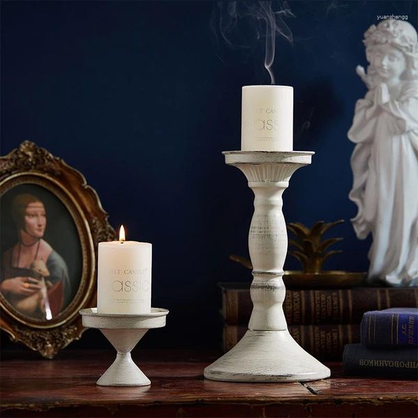 Candele Candele French retro White Iron Candlestick Stick vintage Decorazione per la casa Porta del Fare Fare Pogrammi POGRAFICI