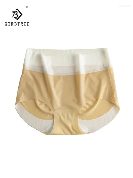 Panties femininas Birdtree 32%Real Silk Sexy Sexy Briefs Mulheres Cintura Média Cores Francês Respirável Cool Roupa 2024 Verão P44160QC