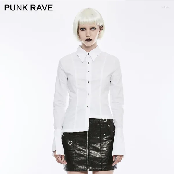 Blusas femininas punk rave diarl vidas negra designer de moda lady casual camisas de mangas compridas