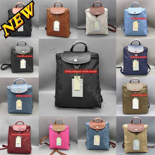 Vendas de alta qualidade bolsa bolsa de bolsa de atacado Moda de moda dobrável mochila francesa Nylon Women Women 70th Anniversary Luxury Borderyer Horse Burses Designer PurseExng