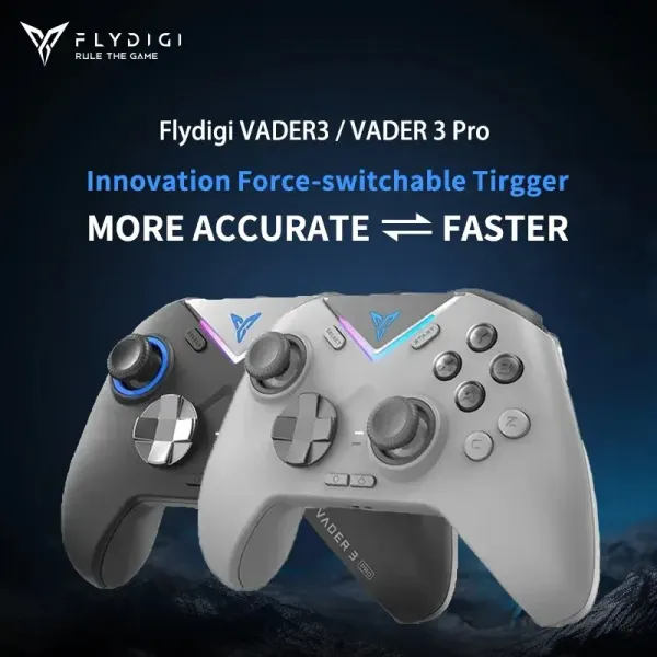 Захватывает новый Flydigi Vader 3/Vader 3 Pro Bluetooth Wireless Gamepad Hall Linear Trigger Switch/PC/Steam/IOS игры и видеоигры