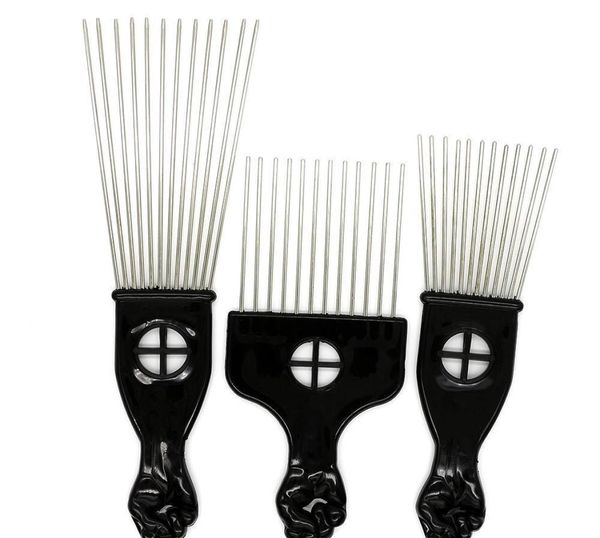 Escovas de alça de placa preta pincel de aço sírio de aço largo picareta de cabelo de metal afro com punho rueqb yo4nq1995694