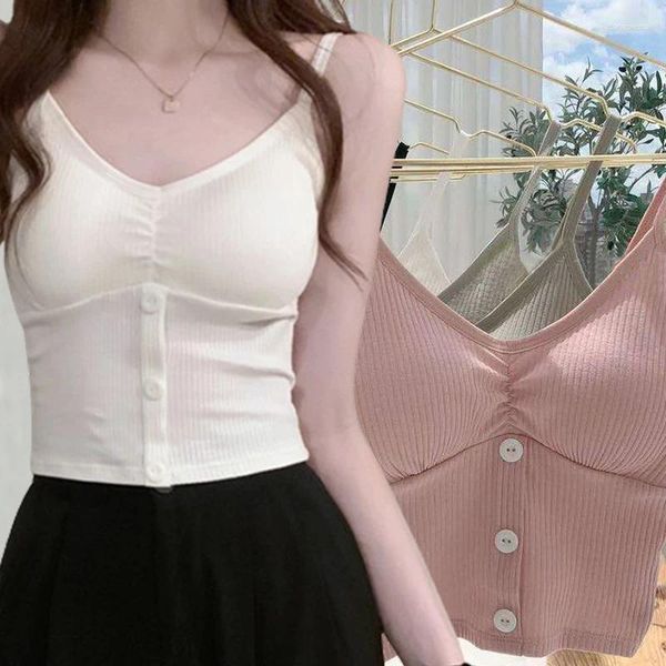 Serbatoi di camisoles top senza soluzione di continuità per le donne canotte con le costolette per le costolette di reggiseni non fittille bianche