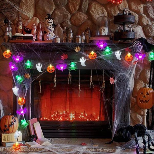 Strings Halloween String Light com controle remoto à prova d'água 8 modos de iluminação Battery Operated Bat Spider Pumpkin