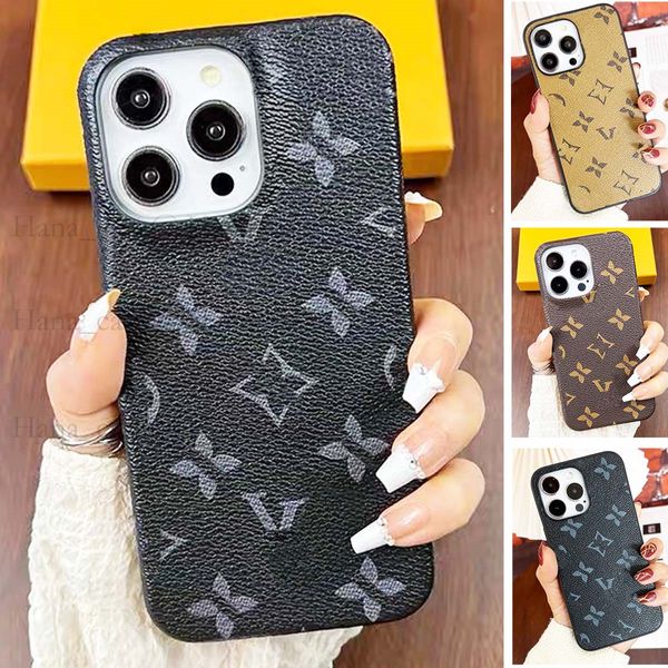 Custodia per telefono Designer per iPhone 15 14 Pro Max Leather, Luxury iPhone Case 15 14 Plus 13 12 11 Pro per uomini Uomini Affermazione Shock Cover Case Ultra Slim Case classica Buona presa