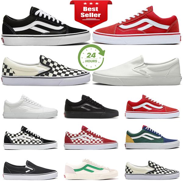 UOMO DONNE SCARPE SKATEBOARD SCARICA DESIGNER SNEAKER Old Skool Classic White Checkerboard Slip su scarpe casual Gli allenatori da uomo