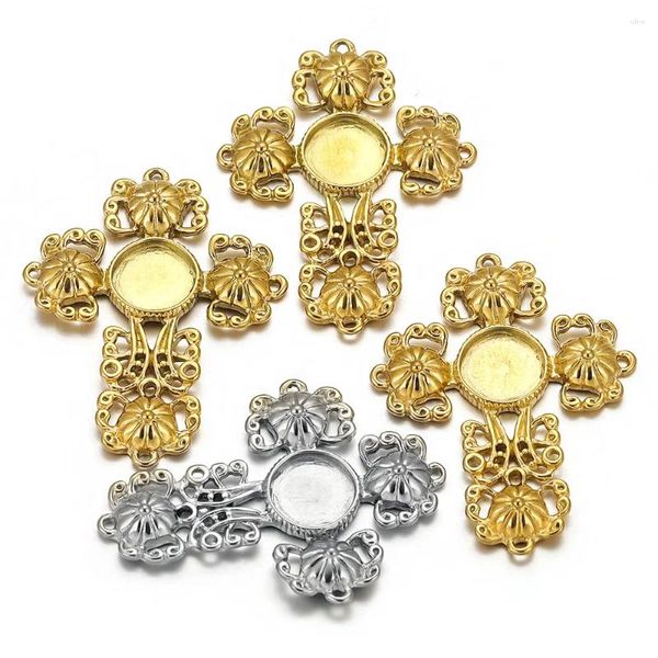 Charms 2pcs aço inoxidável aço-ouro Pingente de placa de flores para brincos de colar de diy peças de joias fabricando suprimentos por atacado