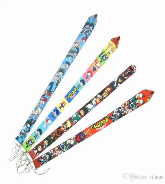 Nuovo Anime Cartoon da 10 pezzi My Hero Academia Keychains Lanyard Chiave Chiave per le chiavi del telefono ID Card Careon Lanyards3949764