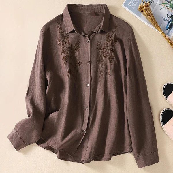 Frauenblusen Chinesische Hemd im chinesischen Stil Sommer Baumwolle Vintage Lose Stickerei Frauen Tops Modekleidung Ycmyunyan