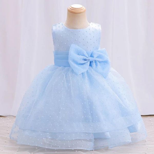 Girl Dresses Cine Nex Girls Dress Princess Abito O-Neck Back Zip Sleeveless Mesh Bow Gonna nata Abito da ballo per primo compleanno 0-36 mesi BAMBINO