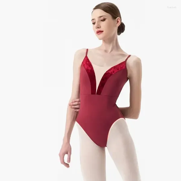 Sahne Giyim Kızlar Kadınlar İçin Ballet Tenarimi Velvet Strip Ayarlanabilir Kayışlar Dans Giysileri Seksi Mayo Jimnastik Balerin Kostüm