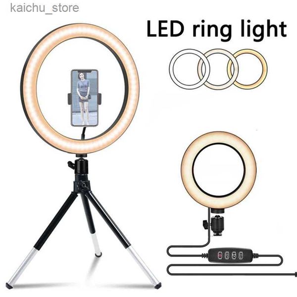 Illuminazione continua da 10 pollici con anello selfie a led luce desktop video led con mini treppiede adatto per tiktok video live streaming vlog makeup studio riempimento luce y240