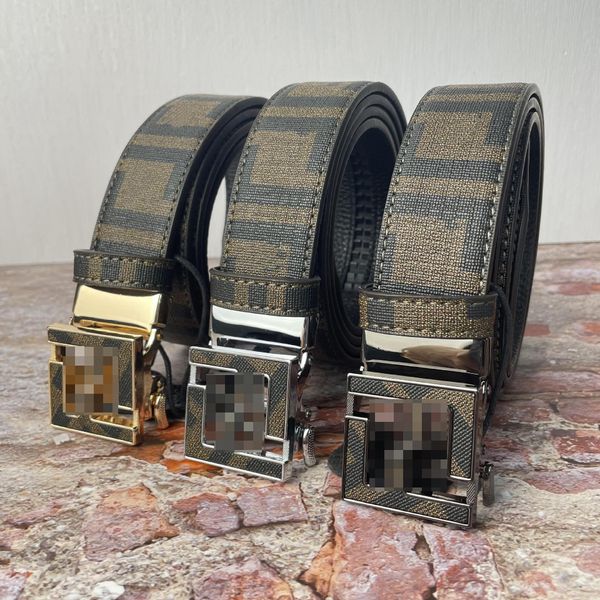 Cintos de grife para homens clássicos da moda alfabeta cinturão masculino Buckle automática de couro com caixa de presente para roupa diária