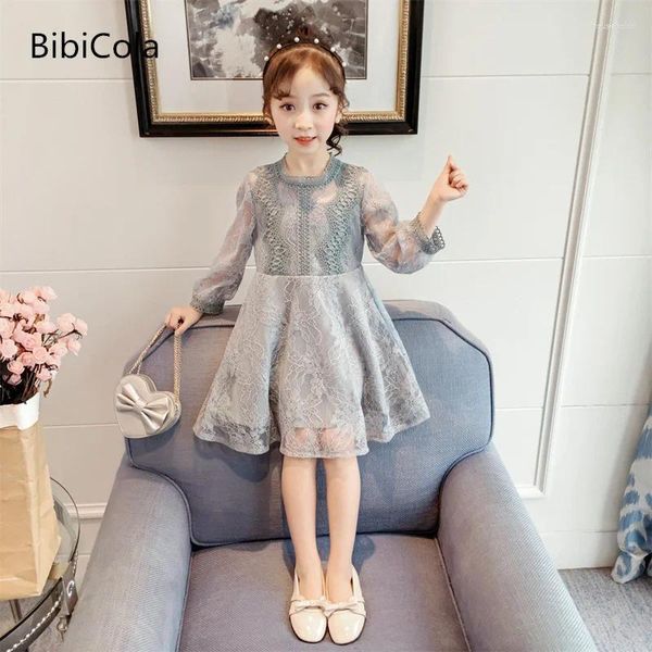 Mädchenkleider Mädchen Kleid 2024 Frühlings- und Herbst Koreanische Version Kinderrock Little Western Style Lace Prinzessin