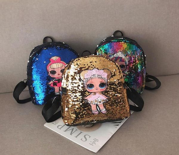 Backpack Kids Backpack Cartoon LOL paillettes annegati in modo sicuro Anime Kids Student Borse Scuola Bling Bling Bags per Childre1966427