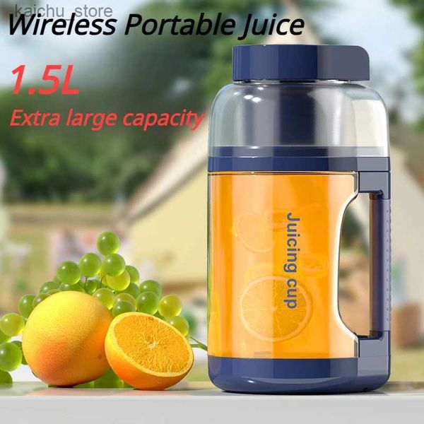 Juicers 1,5 litri di succo di frutta Mini Smoothie Portable Mixer Arancione e succo di limone Extractor Electric Citrus Press Bottle d'acqua sportiva Y240418