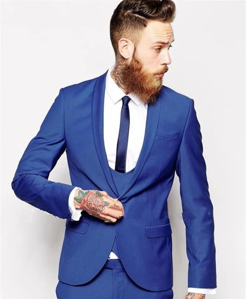 Smokingos fatto da uomini blu royal su personalizzati abiti da smoking smoking smoker blazer uomini da uomo da uomo sposo da smoking (giacca+pantalone+gilet+cravatta)