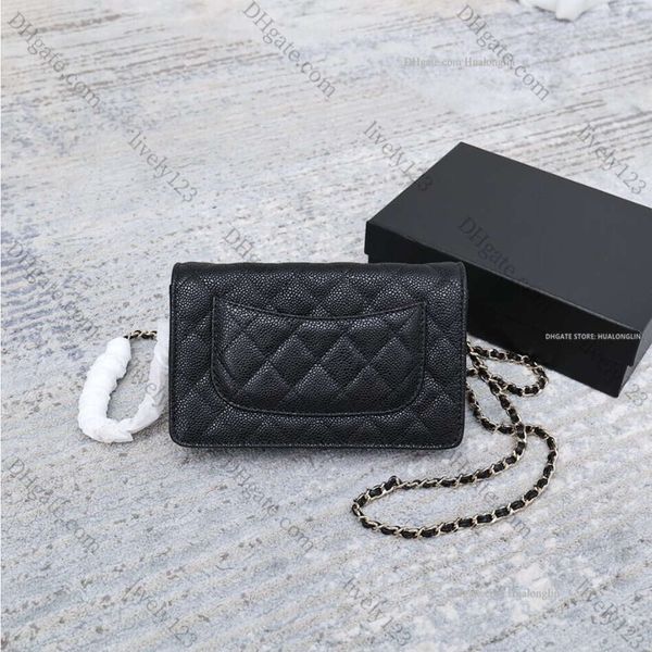2024 Hochwertige echte Leder -Frauen -Bag -Umhängetaschen Brieftasche mit Kistenkette Seriencode
