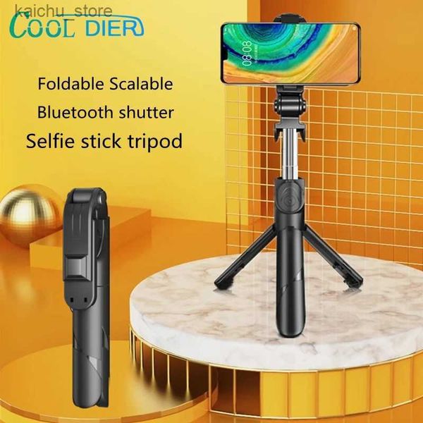 Monopodos selfie Dier legal Novo tripé estendido de bluetooth selfie stick com obturador remoto monopod dobrável para Android iOS tiktok y240418