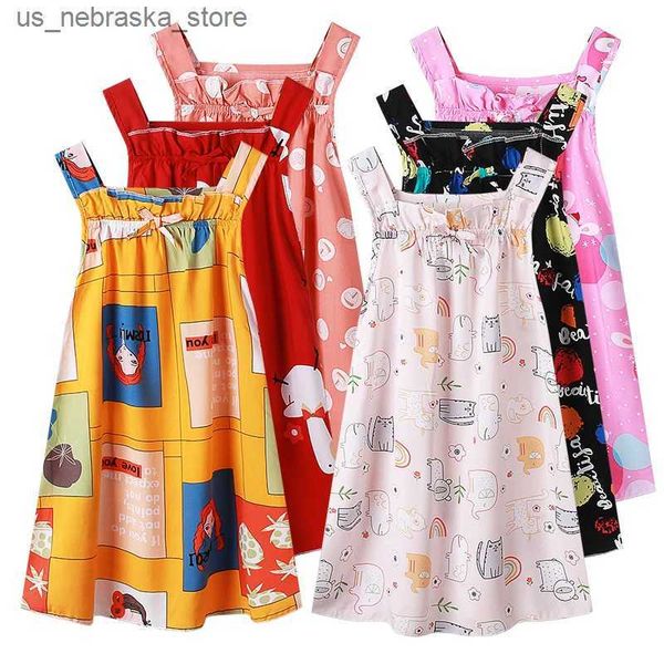 Abiti da ragazza 2023 Abito da ragazza New Girl 2 6 8 Slipisti per bambini di 10 anni Fashion Cute Filso Color Sleepless Abito Q240418