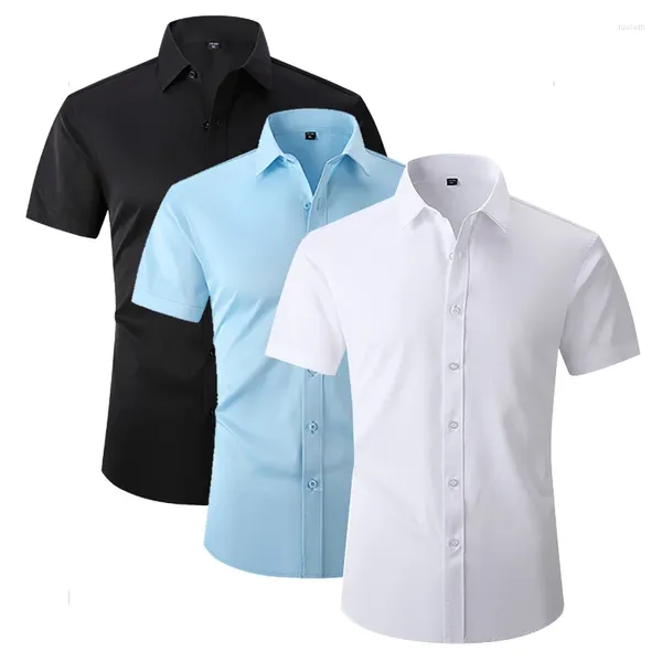Мужские повседневные рубашки сплошной с короткими рукавами белая черная рубашка США S-XL