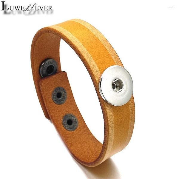 Charme Armbänder Retro austauschbar 138 Echtes echtes Leder -Armreif 18mm Snap -Knopf -Armband Schmuck für Frauen Geschenk 23 cm