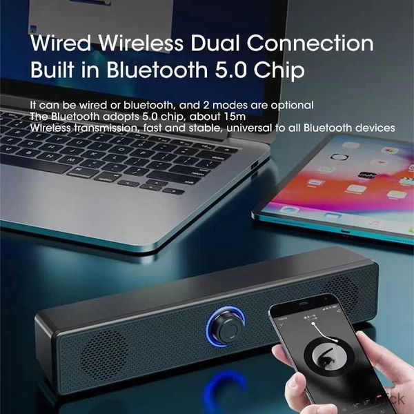 Tragbare Lautsprecher Desktop -PC -Lautsprecher mit Mikrofoncomputerlautsprechern Bluetooth Wired Mic 4D Surround Aux Soundbar Stereo Subwoofer Sound -Leiste