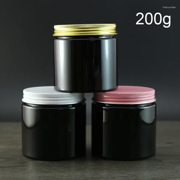 Garrafas de armazenamento 200g de plástico vazio jarte preto recipiente cosmético loção para embalagem