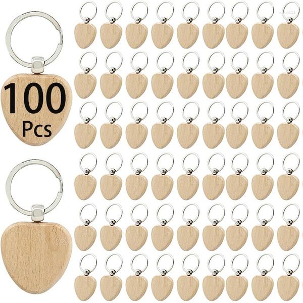 Chaves 100pcs em branco Chave de madeira key DIY Wood Tags Gifts Gifts