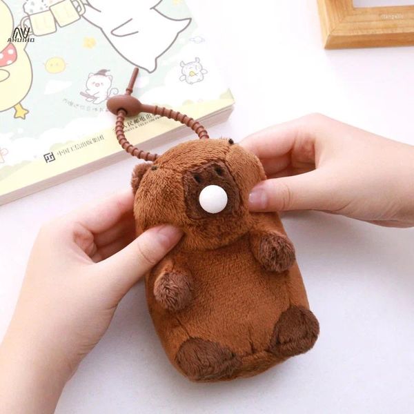 Keychains Capybara Plüsch Schlüsselbund Anhänger Simulation Kawaii Fluffy Spielzeug Stofftiere Puppen -Rucksack Keyring Geburtstagsgeschenk