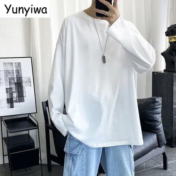 Magliette da uomo uomo magliette a manica lunga autunno maschio semplice design solido base oversize 5xl soft accogliente di alta qualità tutta la moda coreana coreana