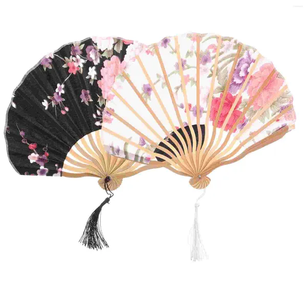 Dekoratif Figürinler 2 PCS Japon tarzı Kimono Fan El Taşhaş Mini Gelin Dans Dansları Cüzdan Fanları Ahşap Gelin