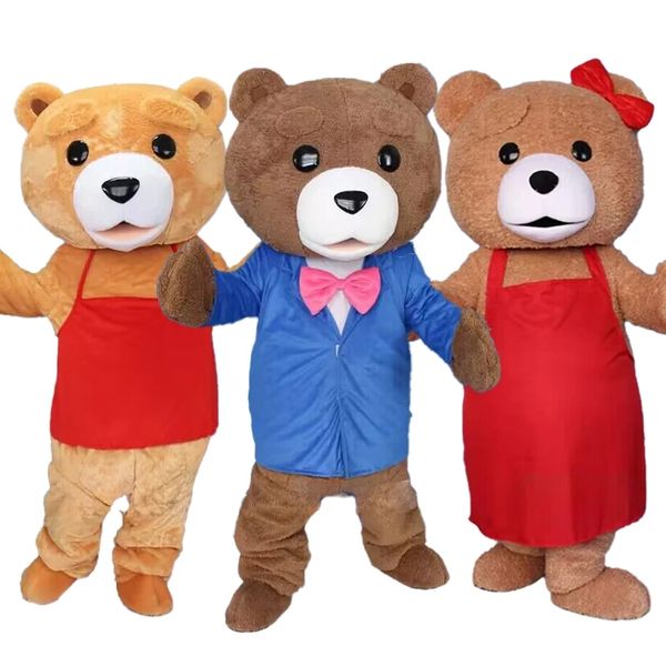 2024 Hochwertiges Teddybären -Maskottchen Kostüm Kostüm für Männer Frauen Halloween Outdoor Outfit Anzug Maskottchen für Erwachsene Spaß Outfit Anzug