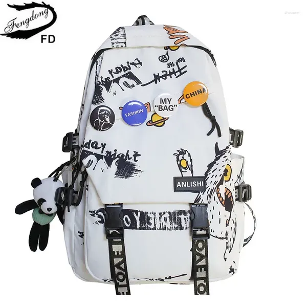 Backpack Fengdong Junior High School con graffiti Design Middel Borse per ragazzi ragazze fresche di grande capacità BACKAG