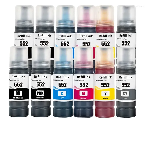 Комплекты для пополнения чернил 2sets 552 T552 Совместимая на цветовой набор бутылок для бутылочки для принтера Ecotank ET-8500 ET-8550