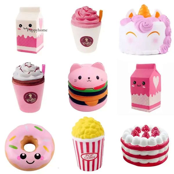 Antistress Squishy Hamburger Milkshake Sishe Donut Toys Alívio do estresse Anti-Stress Pacics Surprise Surprise Squshy Gift 0418