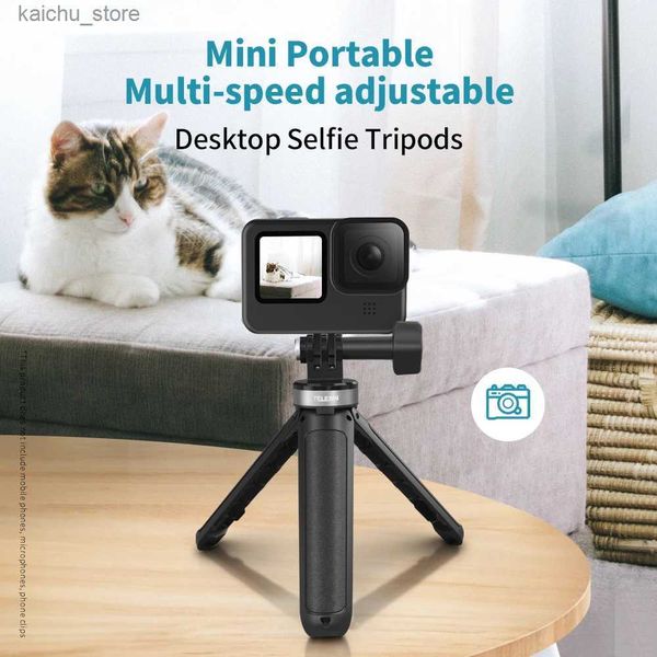 Monópodes de selfie Telesina Mini Selfie Stick Tripé portátil Comprimento ajustável de plástico portátil para GoPro 12 Hero 12 11 10 9 8 7 DJI OSMO Ação 4 Insta360 Y240418