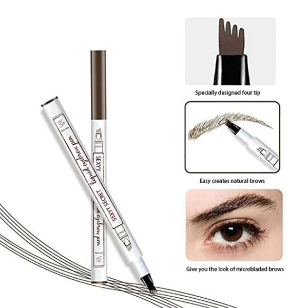 Maschine Dunkelbrauner Augenbrauenbleistift Microblading Eyebrow Tattoo Stift Make -up wasserdicht 4 Spitze Augenbrauen Stift Schwarzer Flüssigstift Enhancer Kosmetik