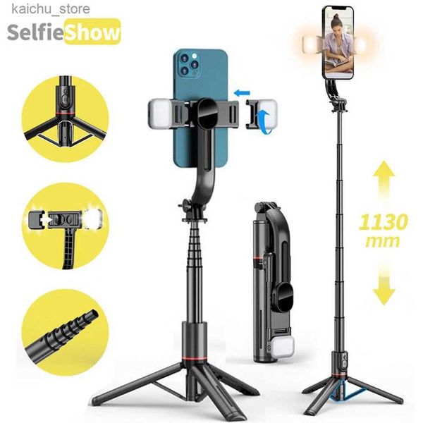 Selfie monopodi Tripode aggiornato Stick Selfie con treppiedi telefonici da 1130 mm a 2 riempimento con scatto remoto per smartphone Android iOS Y240418